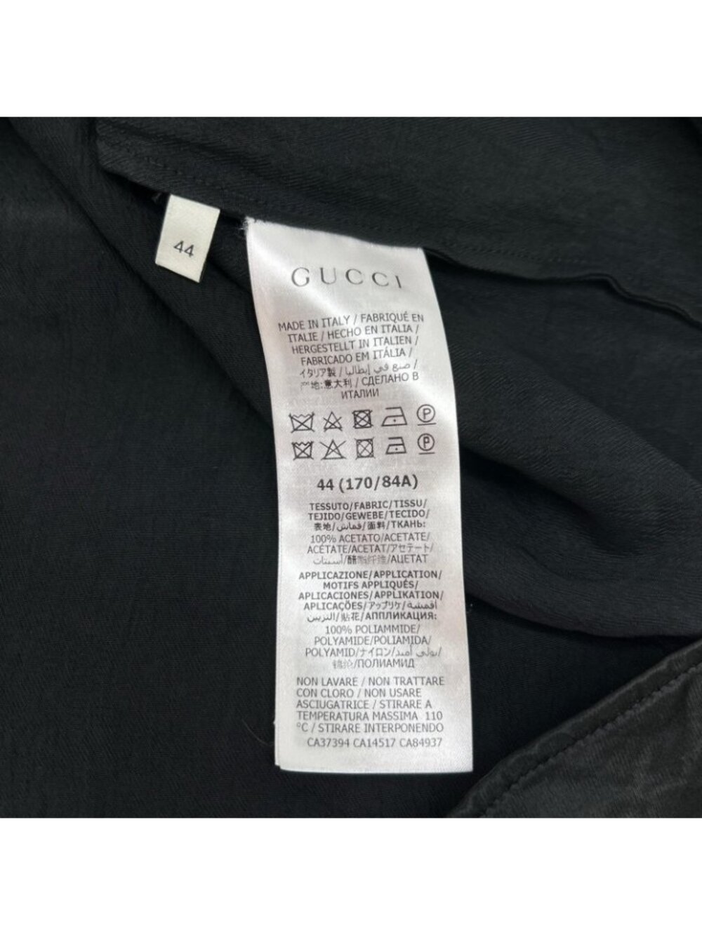 Gucci Black Taped Logo Silk Vacation Shirt 44 - Picture 5 of 7